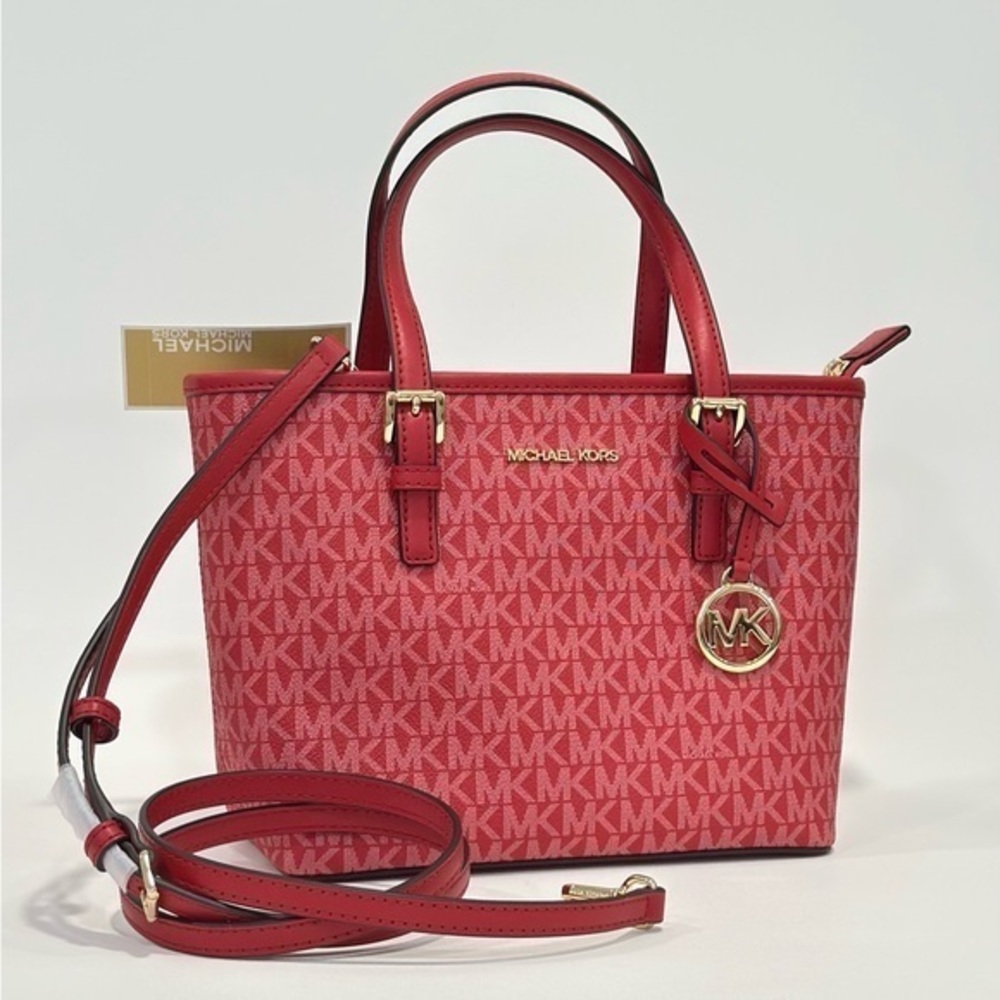 Michael Kors Satchel Bag Jet Set Travel Extra-Small Logo Top-Zip Tote - Picture 2 of 9